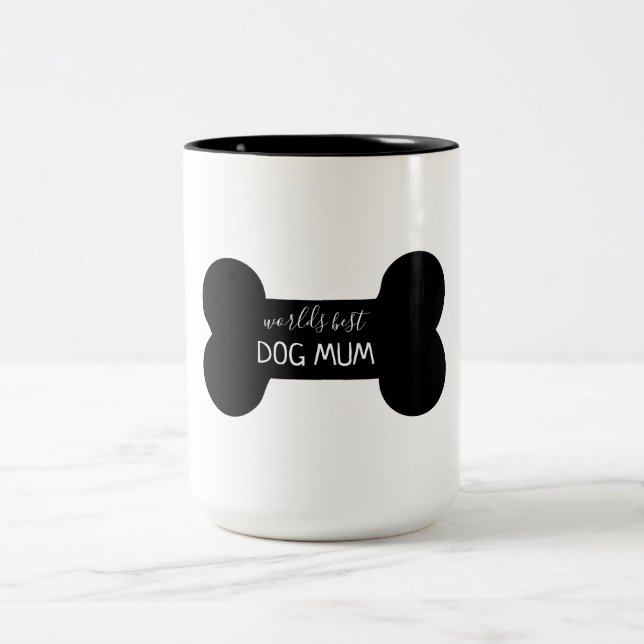 Taza Bicolor Hueso de mamá de perro de mejor calidad del mundo (Centro)