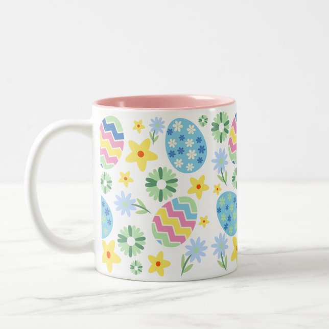 Taza Bicolor Huevo de Pascua Floral (Izquierda)