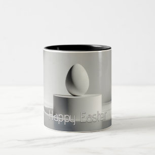 Taza Bicolor Huevo de Pascua minimalista sobre pedestal moderno