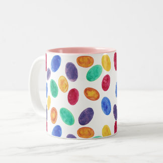 Taza Bicolor Huevos de Pascua Pastel coloridos, habas de gelati