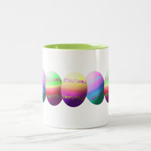 Taza Bicolor Huevos de Pascua teñidos coloridos