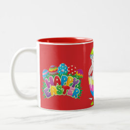 Taza Bicolor Huevos de Pascua y Bunny Mug - Rojo