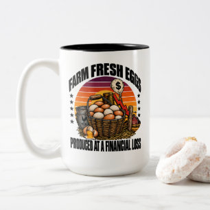 Taza Bicolor Huevos Frescos De Granja Producidos Con Pérdida Fi