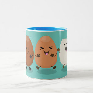 Taza Bicolor Huevos kawaii lindo ilustracion personalizado dive