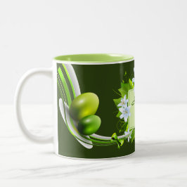 Taza Bicolor Huevos Pastel de Pascua - Verde