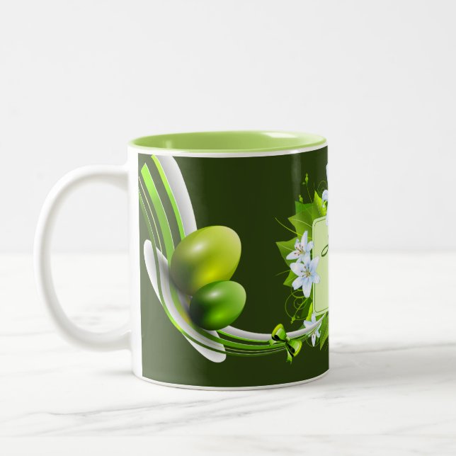 Taza Bicolor Huevos Pastel de Pascua - Verde (Izquierda)