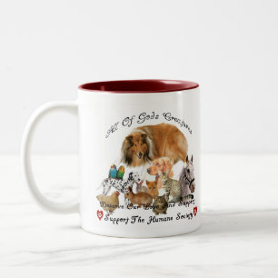 Taza Bicolor Humano sociedad ayuda animal de las criaturas de