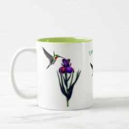 Taza Bicolor Hummingbird Iris Flower Personalizada