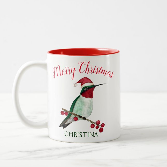 Taza Bicolor Hummingbird personalizado Merry Christmas (Izquierda)