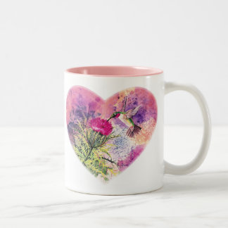 Taza Bicolor Hummingbird Valentine Watercolor Mug