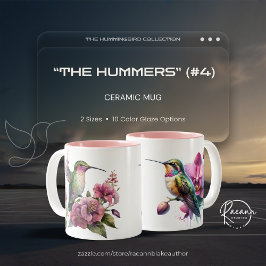 Taza Bicolor Hummingbirds Ceramic Mug