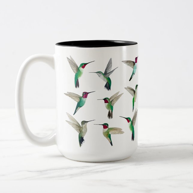 Taza Bicolor Hummingbirds de cola ancha y de Anna (Izquierda)