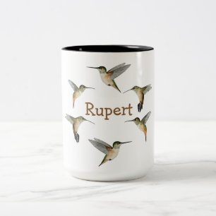 Taza Bicolor Hummingbirds de personalizado Allen con tazón de c
