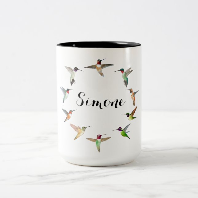 Taza Bicolor Hummingbirds Personalizado-norteamericano (Centro)
