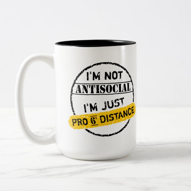 Taza Bicolor Humor a distancia social (Izquierda)