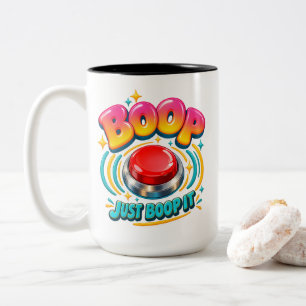 Taza Bicolor Humor de Botón Boop Solo Boop Es Divertido Fans