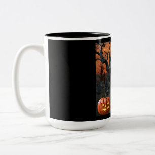 Taza Bicolor Humor de cementerio de Halloween "Cia N Hell"