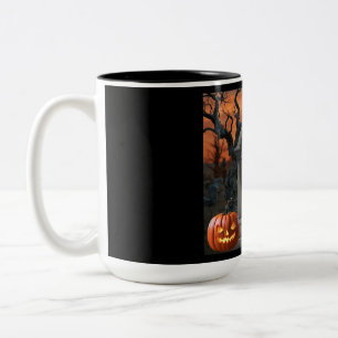 Taza Bicolor Humor de cementerio de Halloween "Claire Voyance"