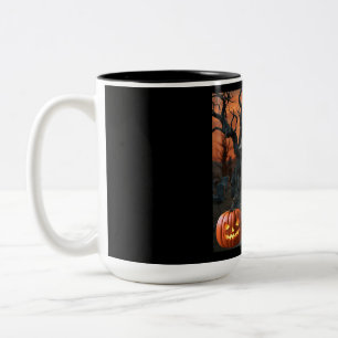 Taza Bicolor Humor de cementerio de Halloween "Cy Yonara"