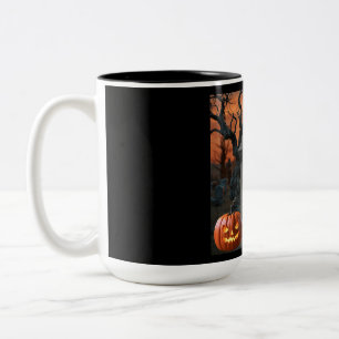 Taza Bicolor Humor de cementerio de Halloween "Rona V. Iris"