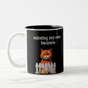 Taza Bicolor Humor de gatos: ocupándome de mis propios asuntos