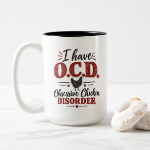 Taza Bicolor Humor de Granjero Divertido Tengo TOC Trastorno Ob