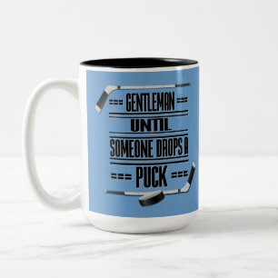 Taza Bicolor Humor de hockey sobre hielo de caballero azul