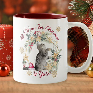 Taza Bicolor Humor de Navidades de gatos de hipoglucemia festiv