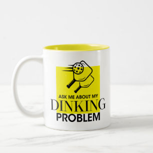 Taza Bicolor Humor de pelleball, pregúntame sobre mi problema d