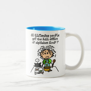 Taza Bicolor Humor de personas analfabetas