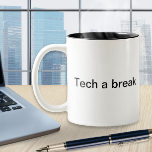 Taza Bicolor Humor de soporte técnico divertido monograma de co
