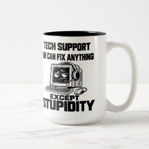 Taza Bicolor Humor de soporte técnico - No se puede arreglar la