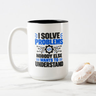 Taza Bicolor Humor de Soporte Técnico Resuelvo Problemas que Na