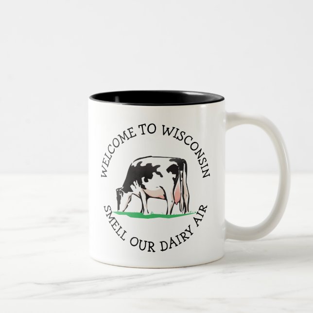 Taza Bicolor Humor para granjeros de vacas de Wisconsin Café Mu (Derecha)