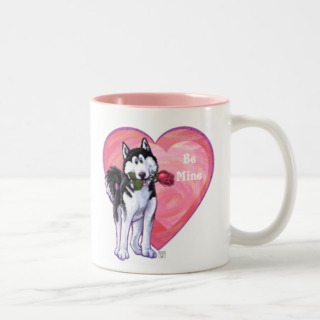 Taza Bicolor Husky El día de San Valentín (Derecha)