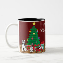 Taza Bicolor Husky Navidades Mug