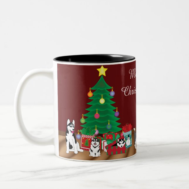 Taza Bicolor Husky Navidades Mug (Izquierda)