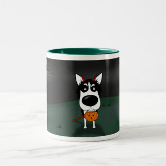 Taza Bicolor Husky siberiano Halloween