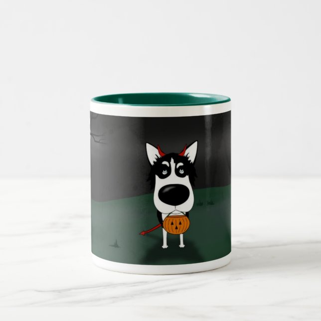 Taza Bicolor Husky siberiano Halloween (Centro)