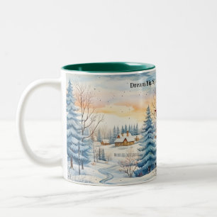 Taza Bicolor Hut de copo de nieve acuarela en monograma foresta