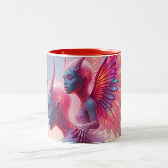 Taza Bicolor Hüterinnen des Himmels – Elara & Vireya (Centro)