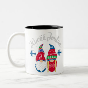 Taza Bicolor Hyvaa joulua finnish alegre Navidad finland esta n