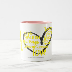 Taza Bicolor I amarillo de la pintada del corazón