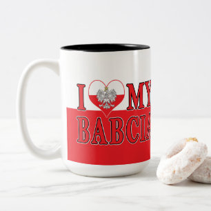 Taza Bicolor I corazón mi Babcia