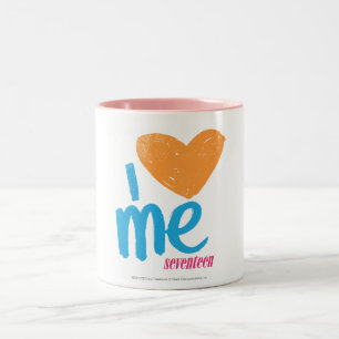 Taza Bicolor I corazón yo naranja/aguamarina