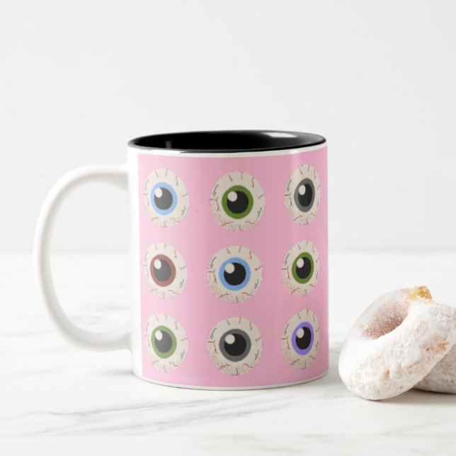 Taza Bicolor I Heart Eyeballs (Con donut)