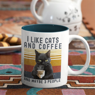 Taza Bicolor I Like Cats and Coffee And maybe 3 People Cat Love