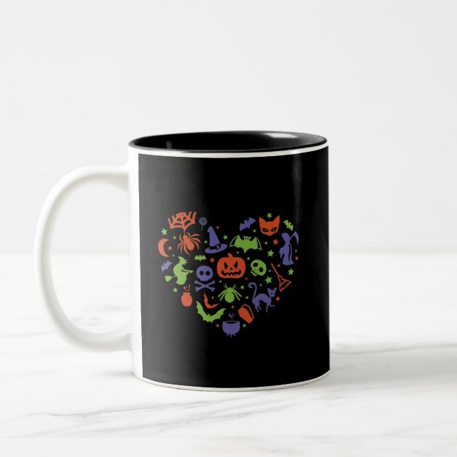 Taza Bicolor I Love Halloween Heart Shape Spooky Elements (Izquierda)