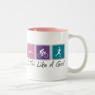 Taza Bicolor i tri como un chica (Triathlete)