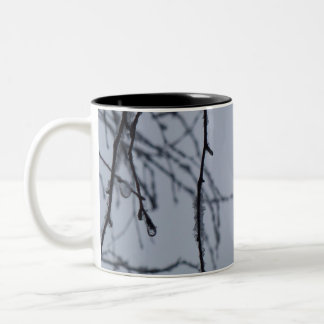 Taza Bicolor Icy Branches Winter Nature Photography